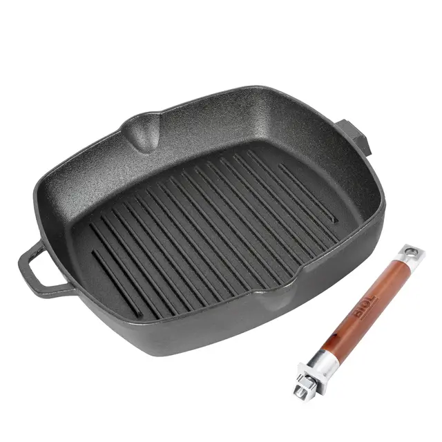 BIOL Quadratische Gusseisen-Grillpfanne 26×26 cm