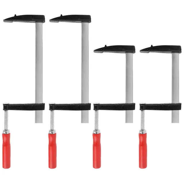 SHUESS Schraubzwingen Set 4 Stück aus Metall, Schraubzwinge 150mm & 300mm, Zwingen mit 272kg Spannkraft, Clamp mit rutschfestem Griff, Maultiefe 80mm, Schraubzwingen groß klein für Holzbearbeitung