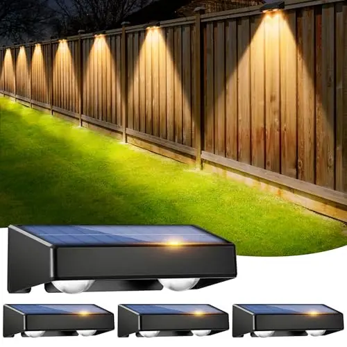 sununiny Solarlampen für außen,4st solar wandleuchten für außen,P65 Wasserdicht LED gartenbeleuchtung Solar für balkon,9 Farben 11 Modi RGB Zaunleuchten für garten,Garage,Pools,Porch,Terrasse