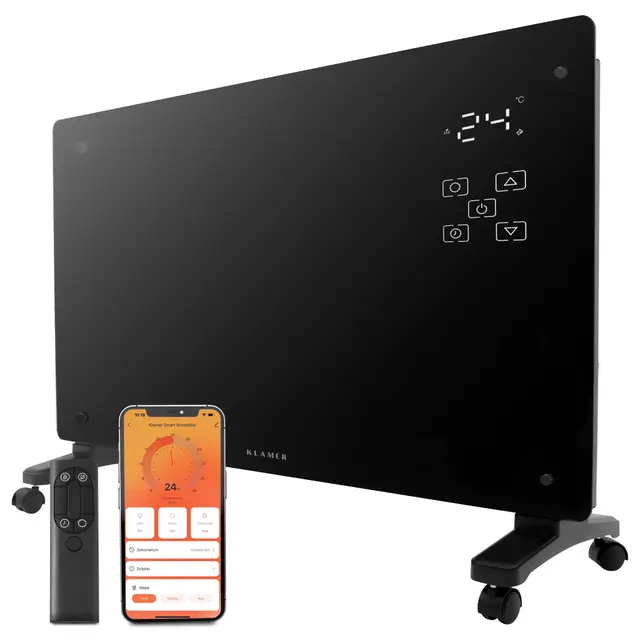 KLAMER Konvektor Pro 2500 W WLAN Heizgerät – Smart Konvektor mit App- & Timersteuerung, ECO- & Frostschutzmodus, LED-Display, Überhitzungsschutz, für Wohn- & Schlafräume, Wand- oder Standmontage