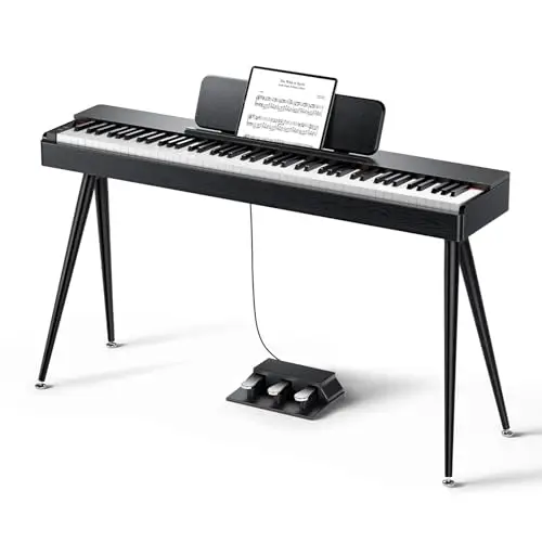 Donner OURA S100 88 Key Weighted Keyboard Piano mit 3 Demo Songs, 15 Tones, Bluetooth Audio/MIDI, Home Digital Piano für Anfänger, Fortgeschrittene, Schwarz