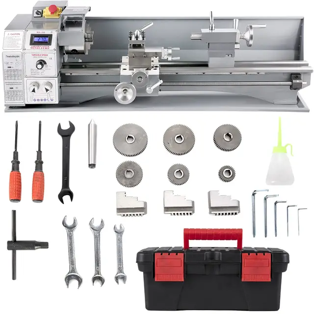 VEVOR Mini Drehbank 220x600mm Drehmaschine Metall 750 W Mini Drechselbank für Metallbearbeitung Drehbank Metall präzise einfach zu bedienen
