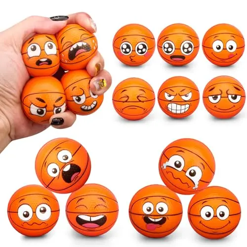 16er-Set PU-Basketball-Squishys - Sensorikspielzeug für Kinder & Erwachsene - Sportparty-Deko & Geschenkideen - Füllung für Ostertüten/Geburtstagsbeutel - Teamspiele & Klassenzimmer