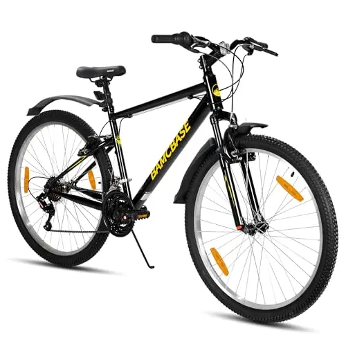 HILAND Agave 26/27,5 Zoll Mountainbike, Vorder- und Hinterrad-V-Bremse, Herren und Damen Fahrrad mit 18-Gang, Hochfester Stahlrahmen, Mountainbike für Erwachsene, Schwarz/Blau/Grau