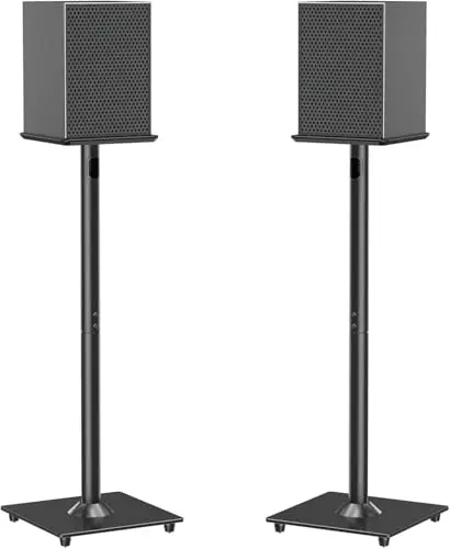 ELIVED Universal Lautsprecherständer 808mm-Höhe mit Glassockel für Satellitenlautsprecher Regallautsprecher, Integriertes Kabelmanagement für Teufel JBL Sony usw. 10kg Tragkraf, 1 Paar
