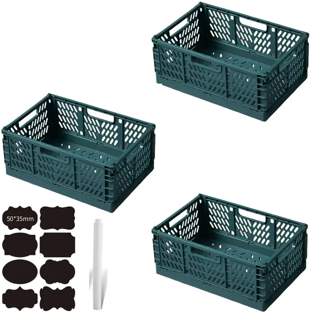 3 Stück Klappbox Klappkiste Grün 42x28x16cm Klappboxen Faltbar Stabil Klappkorb Faltbar Klappkorb Aufbewahrungsbox Boxen Aufbewahrung für Küche,Arbeitszimmer,Büro