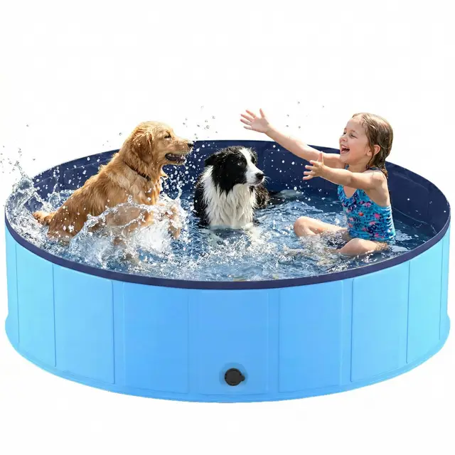 Niubya Hundepool faltbar PVC Ø 160 cm blau