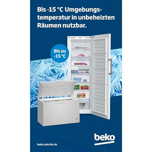 Beko FS127940N Gefrierschrank, 5 Gefrierschubladen, 2 Gefrierfächer mit transparenter Front, 36 dB, 244 l Gesamtrauminhalt, Weiß