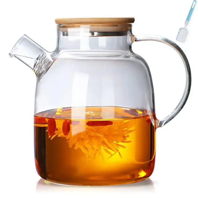 neemosi 1800ml glas teekanne mit