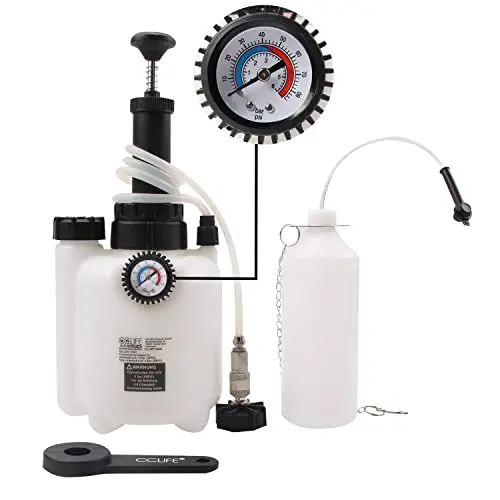 CCLIFE 3L Bremsenentlüftungsgerät mit 1L Absaugbehälter, Auto Bremsenentlüfter für einfachen Bremsflüssigkeitswechsel, E20 Adapter (Ø45 mm), ideal für PKW, Motorrad und Hobby-Werkstatt