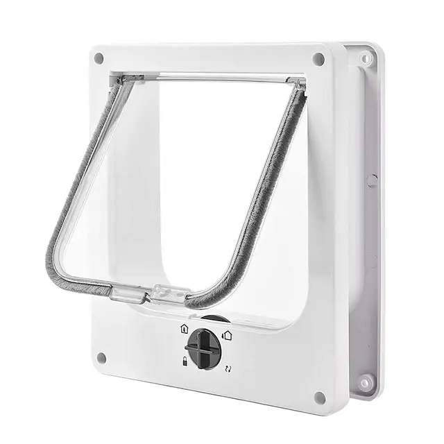 Große 4 Wege Magnetklappe Katzenklappe Einfache Installation Haustiertür Leise Manuelle Klappe Hund Klappe Wand Klappe Holztür Upvc Innentür (XL, Weiß)
