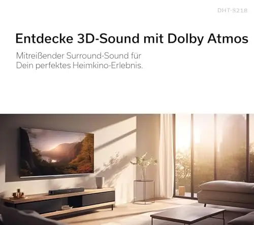 Denon DHT-S218 2.1 Soundbar mit integriertem Subwoofer, Dolby Atmos, HDMI eARC, Bluetooth LE Audio, Dialog Enhancer - Schwarz