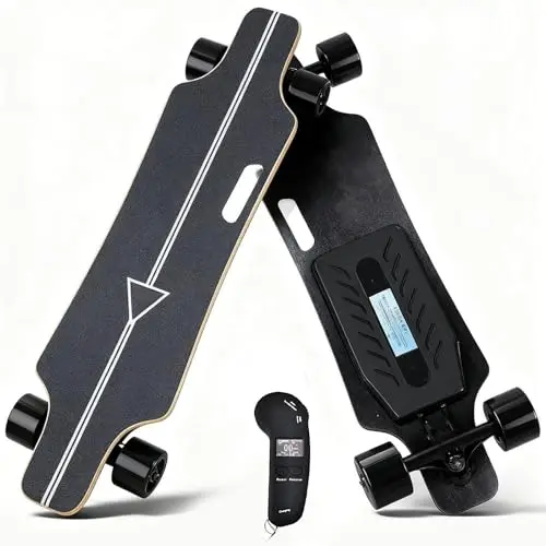 Elektro Skateboard Mit Fernbedienung, 350-W-Motor, 15km Reichweite/ 25km/H Höchstgeschwindigkeit, 4-Stufige Geschwindigkeitsregelung, Longboard Für Den Täglichen Weg Zur Arbeit