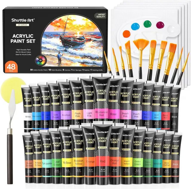 shuttle art 48 acrylfarben set 30 farben