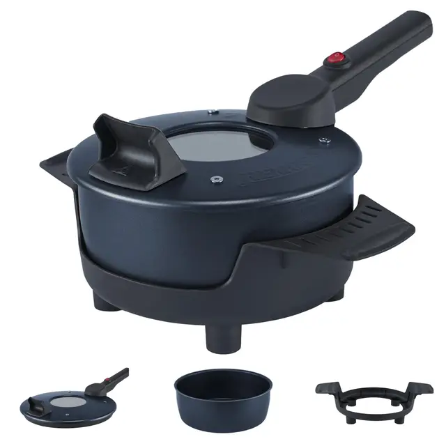 REMOSKA Prima Glass MARIA Elektrische Bratpfanne Backform Backtopf Minibackofen Antihaftbeschichtung Backen Hergestellt in der Tschechischen Republik (2 l / 400 W)