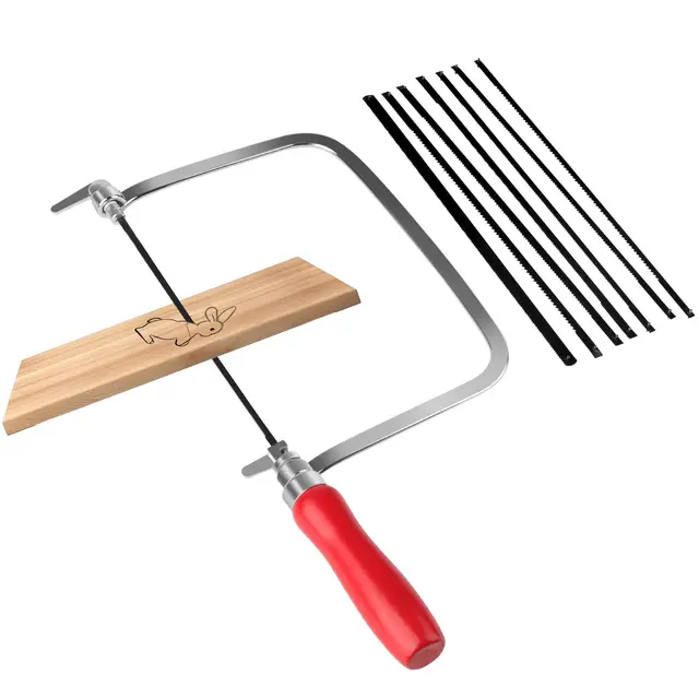 TINGTING Laubsäge Set einschließen 7 Laubsägeblätter & 1 Holzsäge | 360 Grad drehbar | Mit Holzgriff | Präzise Schnitte für Holz und Metall | Feinsäge für Holzarbeiten, Bastelprojekte und Modellbau