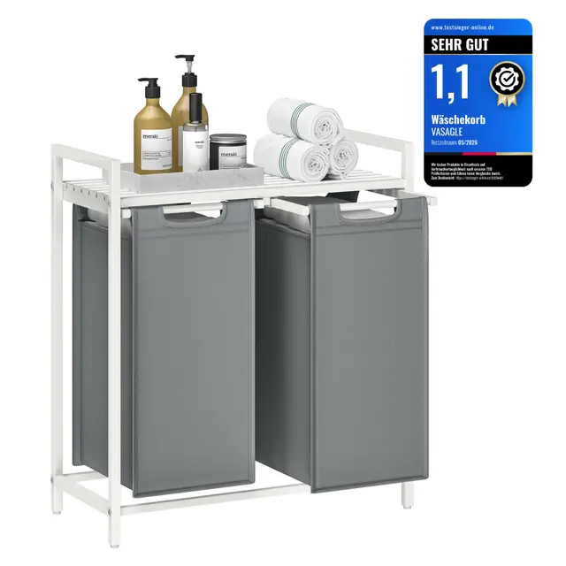 vasagle wäschekorb 2 fächer 46 liter