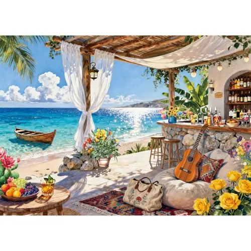 Puzzle 1000 Teile für Erwachsene und Kinder, Impossible Game, Puzzles-Geschenk, Clevere Rätsel, Puzzles Farbenfrohes, Puzzle mit Inselbar-Motiv