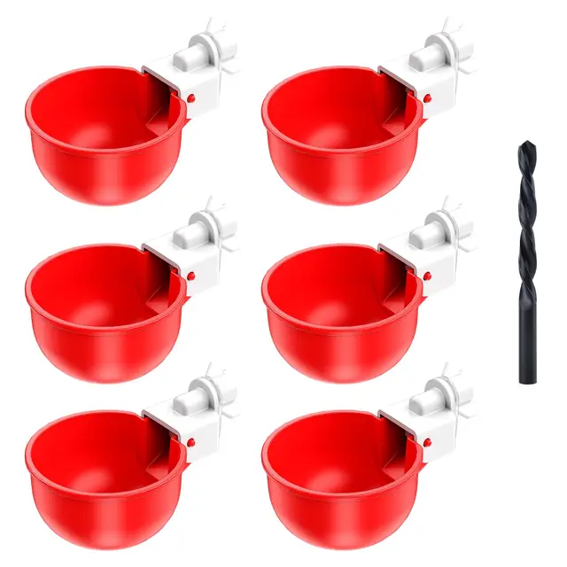 ZenxyHoC DIY Hühnertränke 6er-Set, Edelstahl, Schwerkraftzufuhr