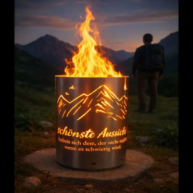tiko-metalldesign feuertonne bergmotiv