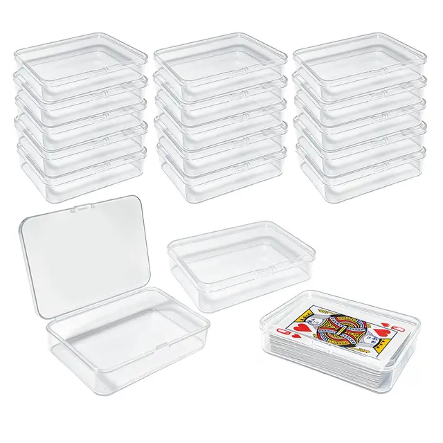 18 Stück Transparent Klein Plastikboxen, Kartenbox Spielkarten Aufbewahrungsbox, kunststoffbox mit Deckel Klein für Karten, Kleinteile, Schmuck, Perlen, Schrauben(10.5 x 7.5 x 2.5 cm)
