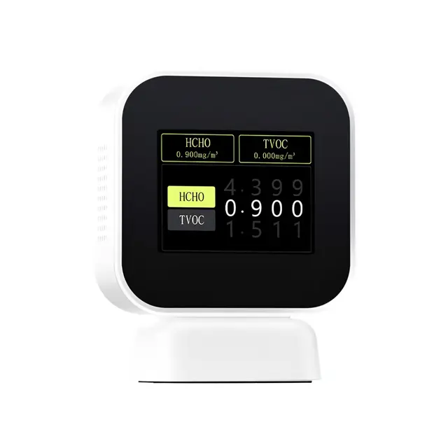 Luftqualitätsmonitor, 5 in 1 Formaldehyd Messgerät TOVC HCHO Temperatur Feuchtigkeitsmessgerät Einstellung der Alarmschwelle Tragbarer Luftqualität Messgerät für Zuhause