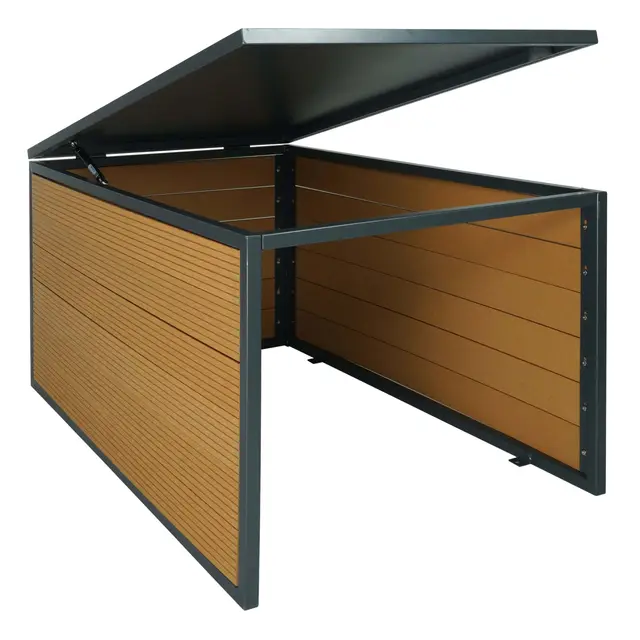 Mendler XL Mähroboter-Garage mit Deckel HWC-L45, Dach Unterstand für Rasenmäher, WPC Metall 43x70x90cm - Eiche-Optik