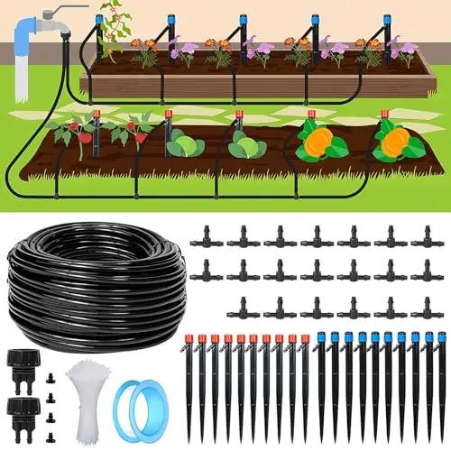 88 Stück Bewässerungssystem Garten Set, 33,5 Meter 4/7 mm Bewässerung Kit, 2026 Neu Automatische Bewässerung Tropfbewässerung, Sprinkler für Bewässerung Pflanzen Tropfchenbewässerung Gewächshaus