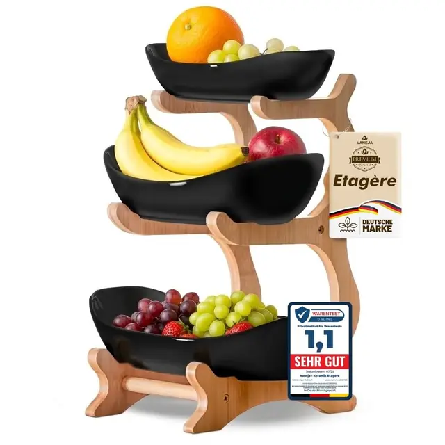 vaneja obst etagere 3-stöckig schwarz