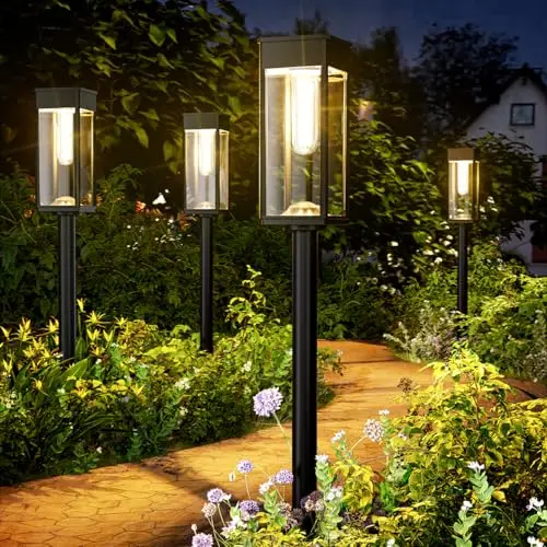 Solarlampen Außen Garten,Garten Solarleuchten Aussen 4 Stücke mit Längere Arbeitzeit, IP65 Wassserdicht Solar Gartenlampe, Extrem Helle Outdoor Solar Lights für Terrase Warmes Weiß