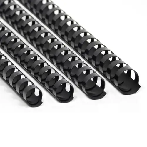 RAYSON Plastikbinderücken, 90-140 Blatt,12 mm 14 mm 16 mm 18 mm, 21-Ring, Multi-Size, DIN A4, Schwarz, Packung mit 80 Stück