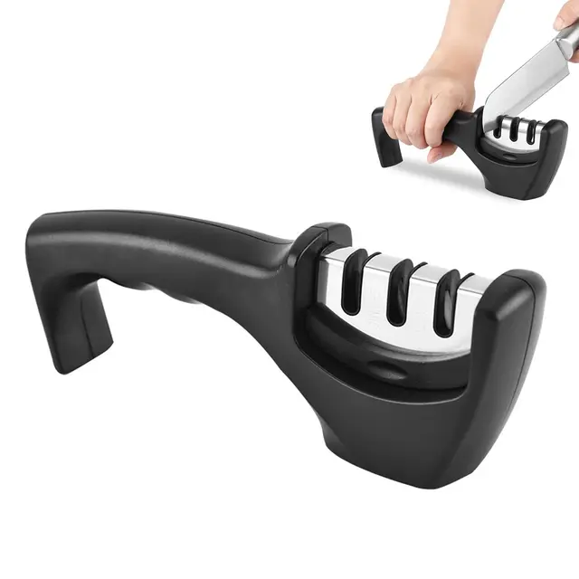 Vitalkompass Messerschärfer, Vital Kompass Messerschleifer Smart Sharp für scharfe Messer, Manueller Messerschärfer 3 Stufen, Wolframstahl & Keramik Schärfstufen zum Messer-schärfen für Küchenmesser