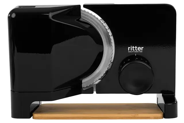 ritter varido 5 Elektrischer Allesschneider & Brotschneidemaschine aus Metall mit ECO-Motor, Made in Germany, Schwarz