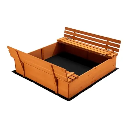 wiltec holz-sandkasten mit deckel