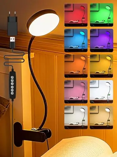 reinhoo leselampe klemme 72 led rgb