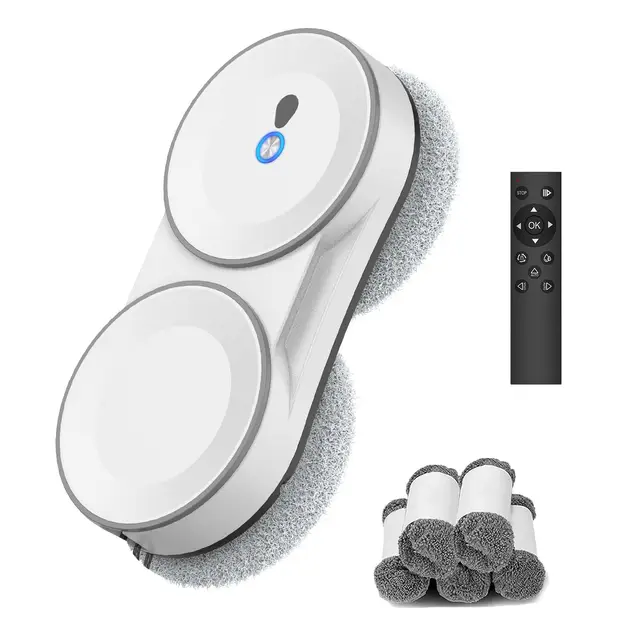 Fensterputzroboter, 5600 Pa Fensterroboter mit Fernbedienung, 3 Reinigungsmodi, mit Automatische Doppel-Sprühfunktion, Intelligente Navigation, mit 60ML Tank, für Glas und Glastüren (Weiß B)
