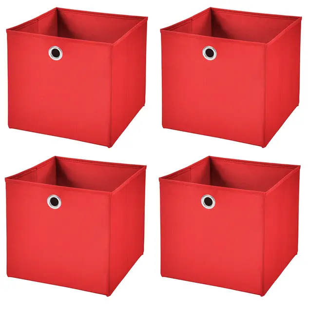 4x Aufbewahrungs Korb Rot Faltbox 33 x 33 x 33 cm Regalkorb faltbar