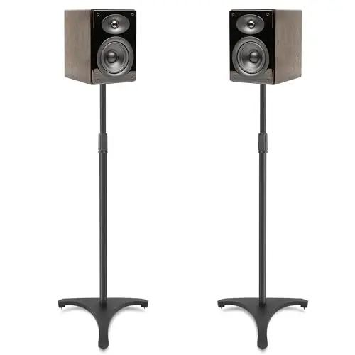 2er-Pack Höhenverstellbare Lautsprecherständer, Verstellbereich 86 bis 127CM, Lautsprecherständer Surround, Bodenlautsprecherständer mit Kabelmanagementsystem und Stativfuß, Schwarz