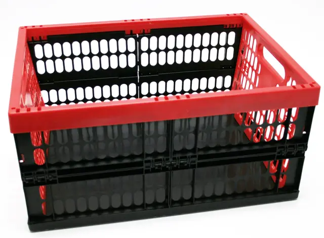 Klapp Kunststoff Plastik Box Kiste Transport Einkaufskorb Falt Groß XL 45 , 32 L (Schwarz/Rot, 32 Liter)