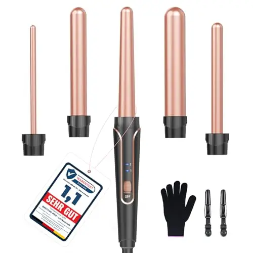 BESTOPE PRO 5-in-1 Lockenstab-Set Keramik Rose Gold