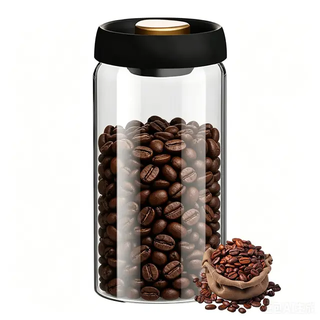 NEXROLA Kaffeedose Vakuum Borosilikatglas 1800 ml schwarz-gold