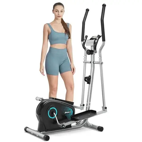 Dripex Crosstrainer für zuhause, Ultraleiser und Glatter Ellipsentrainer für zuhause mit 16-stufiger Widerstand, 6KG Internes Magnetisches Schwungrad, Pulssensor, LCD Monitor, Flaschenhalter
