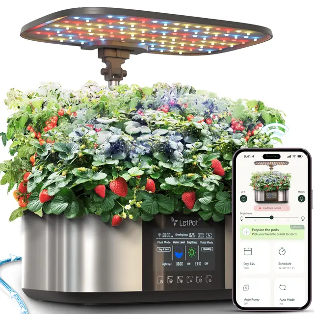 LETPOT LPH-Max Hydrokultur-Anzuchtsystem-Kit, 21 Pods APP & WiFi, automatisch gesteuert, intelligenter Indoor-Garten mit 36 W LED-Wachstumslicht, Auto-Tropfbewässerungs-Kits, selbstverwaltete Pflege