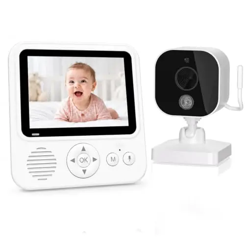 OBVHNUA Babyphone mit Kamera 720P IPS Video Babyphone ohne WLAN mit 2000mAh Akku Digitale Zoomfunktion Nachtsicht Temperatur-Alarm Zwei-Wege-Audio Schlaflieder VOX-Modus