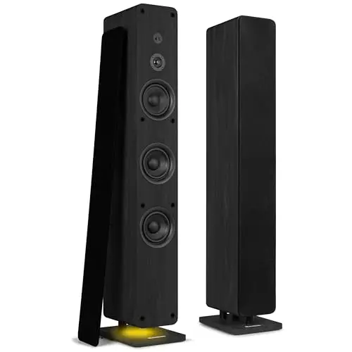 Audizio Arco - Standlautsprecher Aktiv 2er Set, Bluetooth 5.4 & DAB Radio, 320 Watt HiFi Lautsprecher Musikanlage & Heimkino Soundsystem, LED Licht - USB, AUX, Optical, Fernbedienung - Schwarz