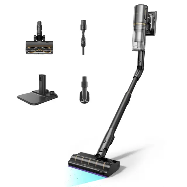 dreame V20 Pro-A Kabelloser Staubsauger, Kantenreinigung 0 mm, ohne Verheddern, für Hartböden und Teppiche, 24.000PA / 210 AW, 90 Min. maximale Laufzeit, Filterung 99,99%, entfernt Tierhaare