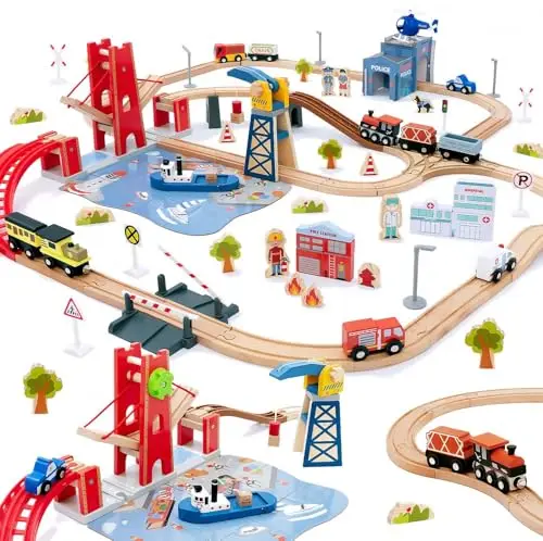 giant bean holzeisenbahn set 117 pcs
