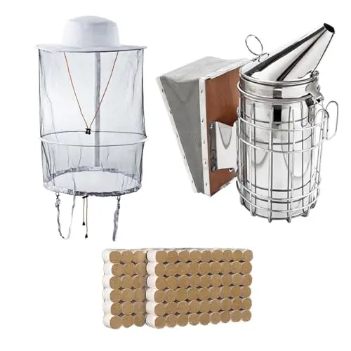 Bienenraucher Bienenbürste Bienenstock-Werkzeug-Set Imkerei-Starter-Set Imkerei-Ausrüstung Werkzeug,Imkerei-Werkzeugset,Imkerhut