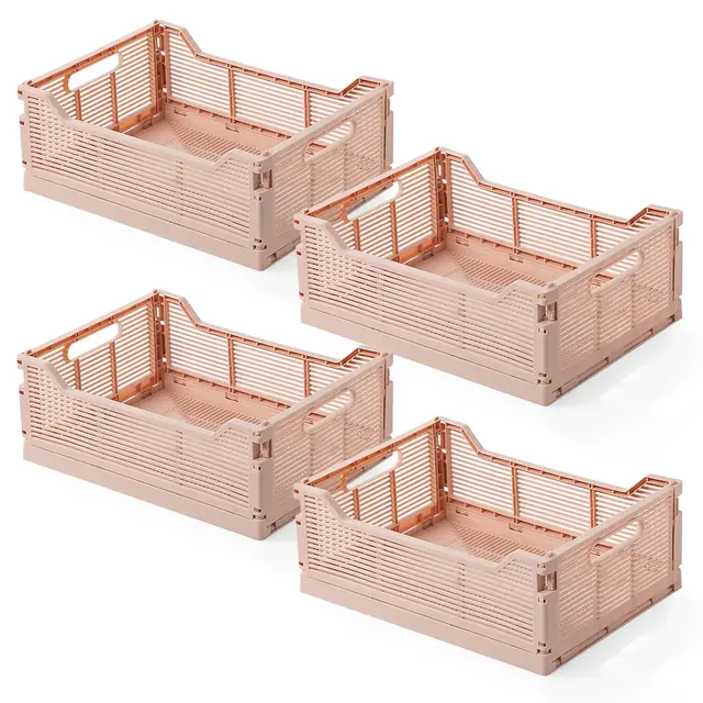 Klappkiste 4 Stück Rosa Kunststoff 40 x 30 x 15.5 cm