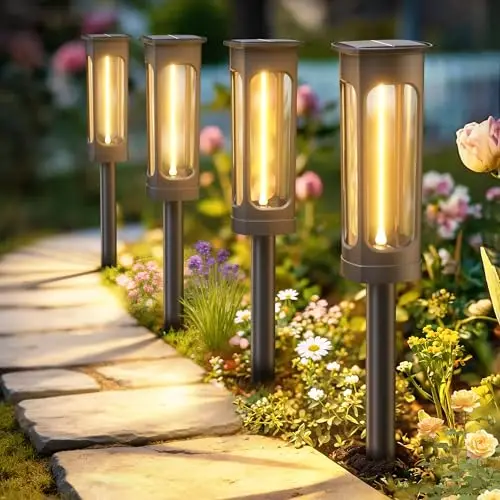 VOLISUN Solarlampen für Außen Garten, 6 Stück 3000K Warmweiß Solar Gartenleuchten, Wasserdicht Led Garten solarleuchten,Auto Ein/Aus Wegeleuchte,solar lights outdoor für Hof, Wege, Terrasse, Rasen